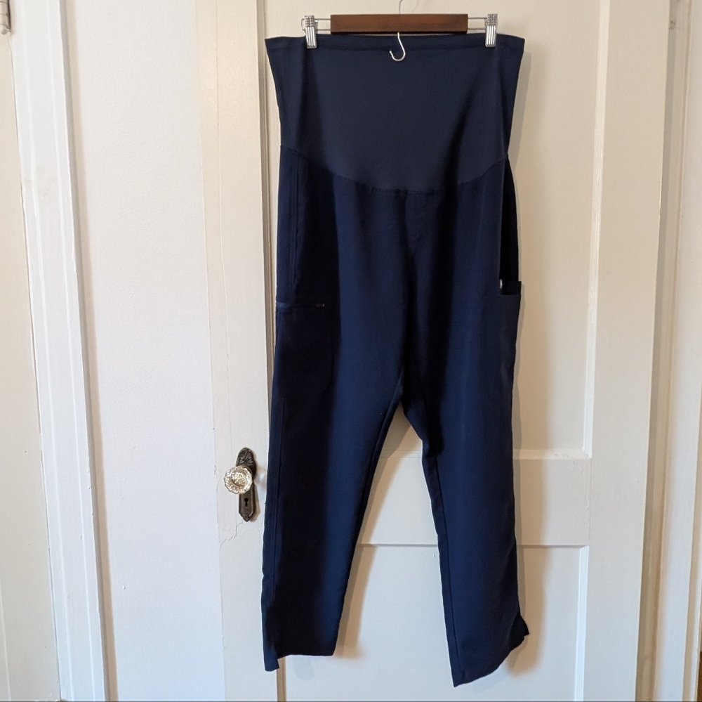 Figs Scrubs L Petite Maternity Yola Skinny Scrub Pant Navy